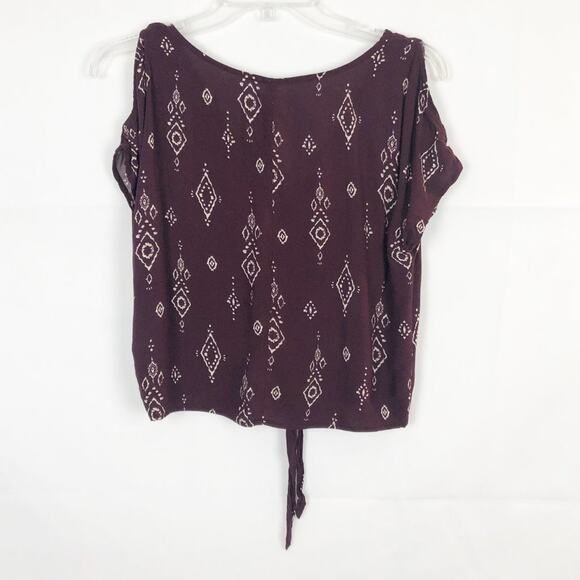 Mudd Cold Shoulder Floral Tie Front Top Size XS - Picture 6 of 11